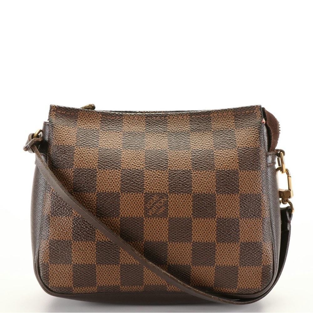 Authentic Louis Vuitton Trousse Makeup Handbag in Damien Ebene Coated Canvas